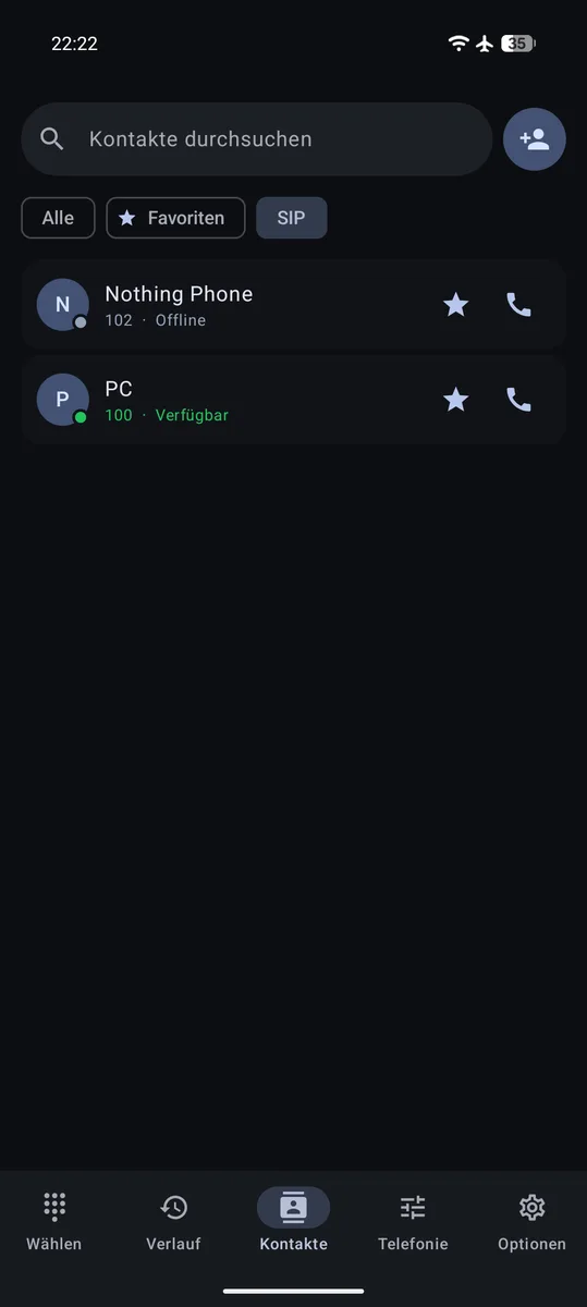 Kontakte mit internen SIP-Nebenstellen und Live-Presence