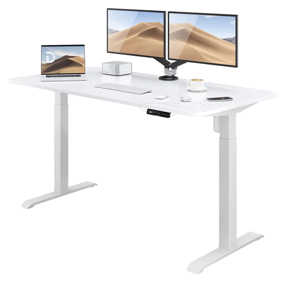 Elektrisch höhenverstellbarer Schreibtisch Desktronic Home One in Weiß